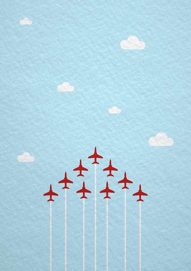 Raf Red Arrows In Formation Photograph