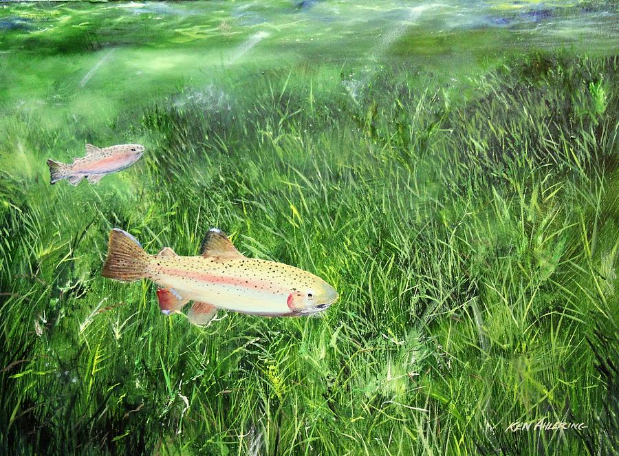 Rainbow Trout #3 Painting by Ken Ahlering