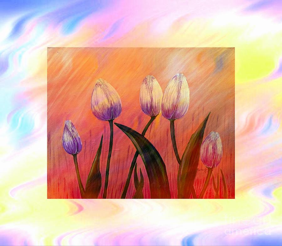 Rays of Sunshine on Tulips #2 Digital Art by Barbara A Griffin
