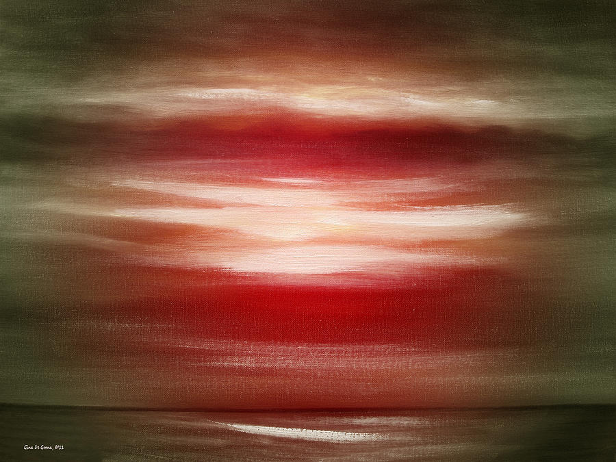Red Abstract Sunset #2 Painting by Gina De Gorna