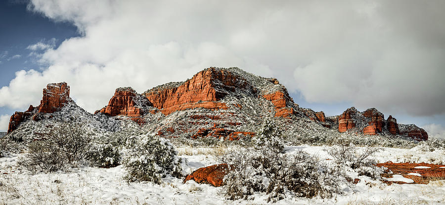 Red Rocks under snow #2 Photograph by Alexey Stiop