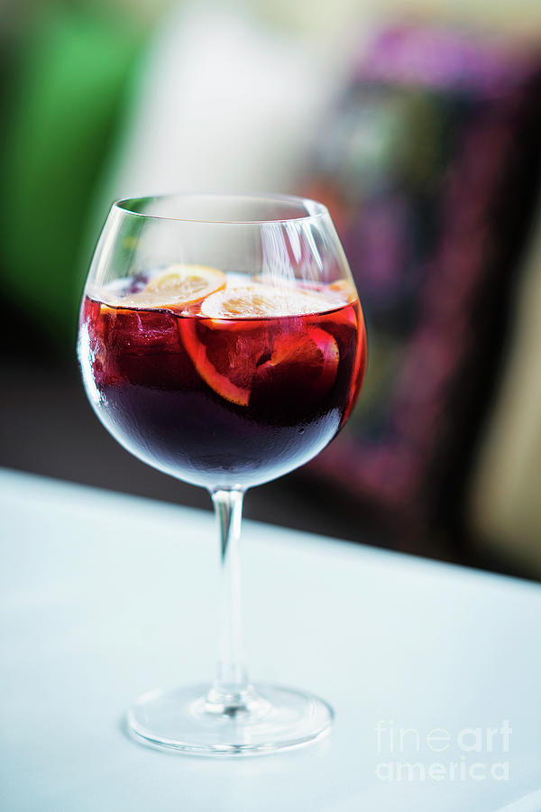 Red Wine Sangria Spanish Drink Glass by JM Travel Photography