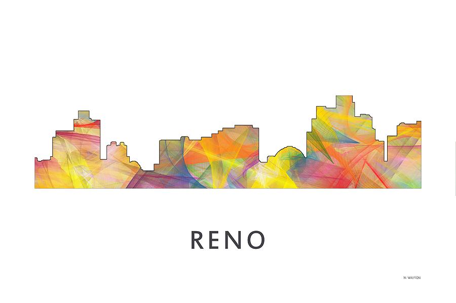 Architecture Digital Art - Reno Nevada Skyline #2 by Marlene Watson