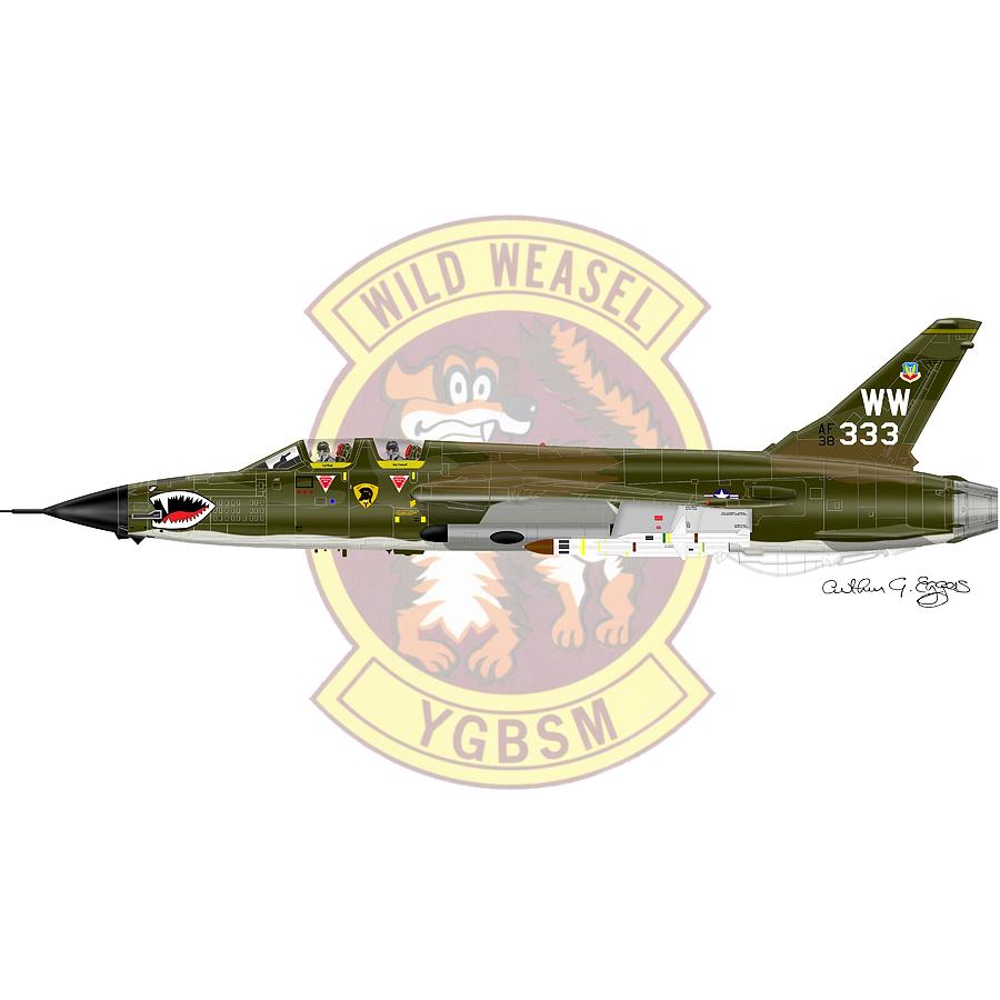 Republic F-105G Wild Weasel #1 Digital Art by Arthur Eggers