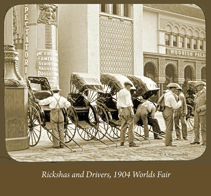 Rickshas and Drivers, 1904 Worlds Fair #2 Photograph by A Macarthur Gurmankin