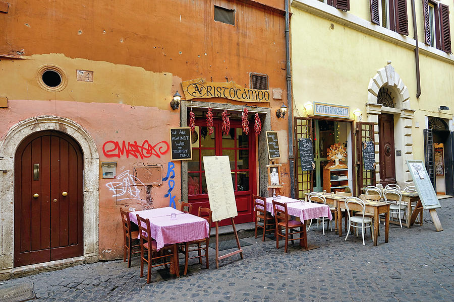 Ristorante In The Trastevere Neighborhood In Rome Italy #2 Photograph by Rick Rosenshein