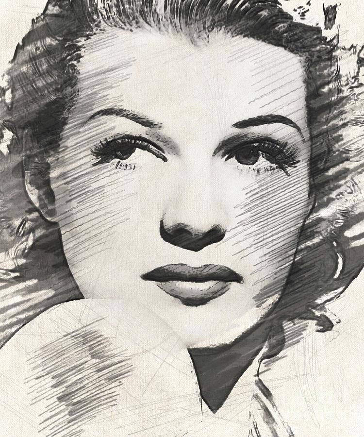 Rita Hayworth, Vintage Actress Drawing