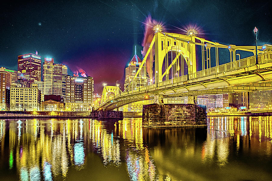 Roberto Clemente Bridge And Pittsburgh Downtown #2 Photograph by Alex Grichenko