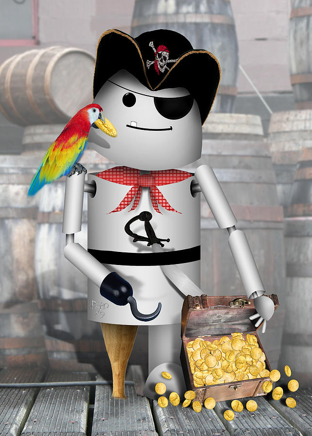 Robo-x9 The Pirate #2 Mixed Media by Gravityx9  Designs