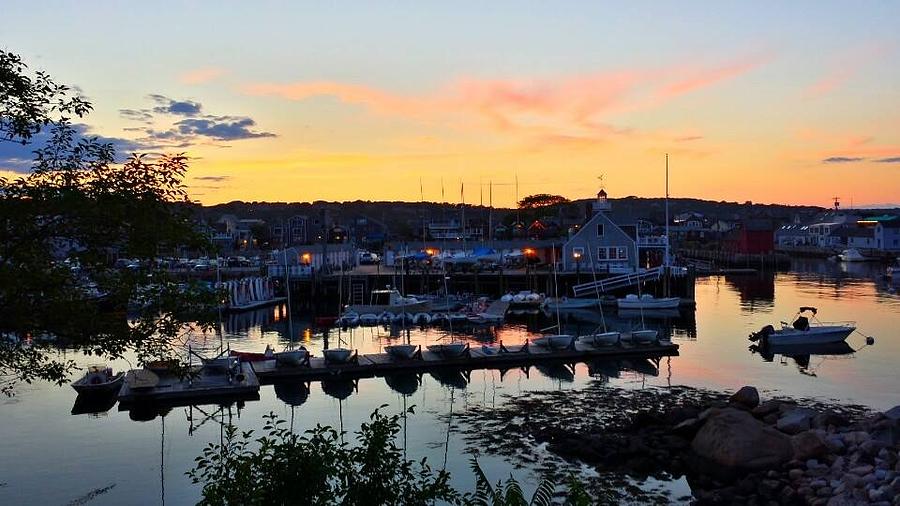 Boat Photograph - Rockport Harbor Sunset I by Harriet Harding