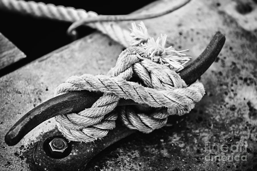Rope Photograph - Rope on cleat 1 by Elena Elisseeva