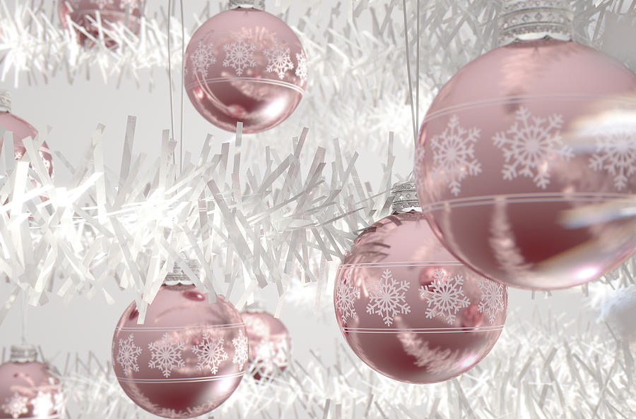 Christmas Digital Art - Rose Gold Christmas Baubels #2 by Allan Swart