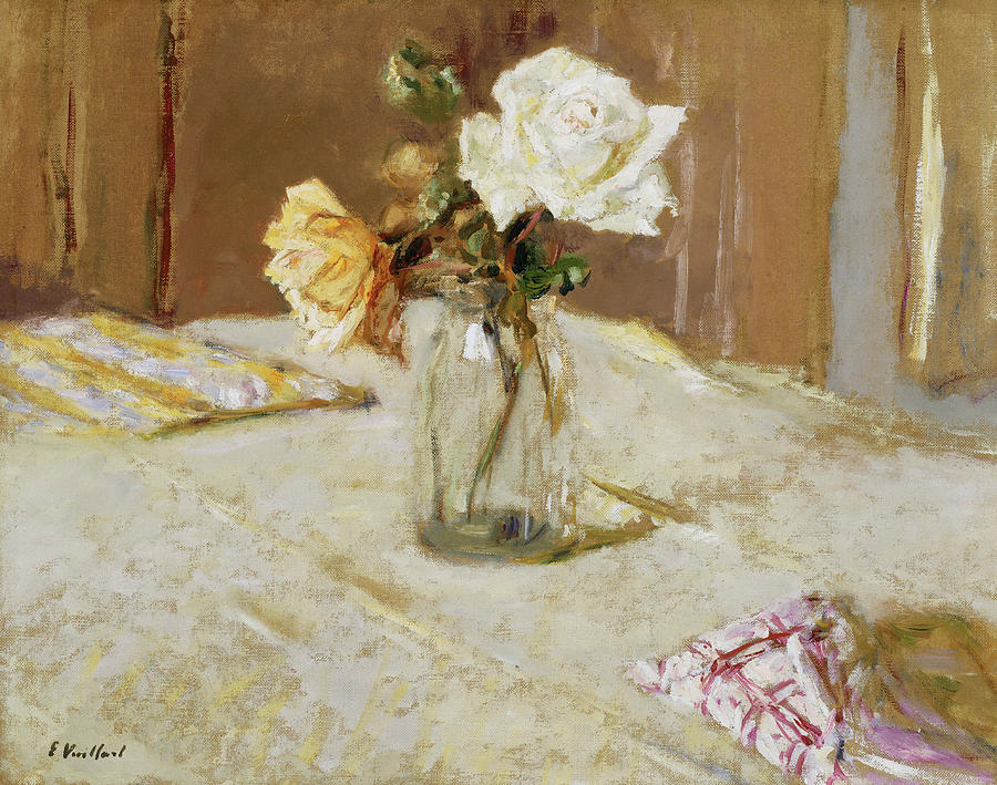 Roses in a Glass Vase #2 Painting by Edouard Vuillard