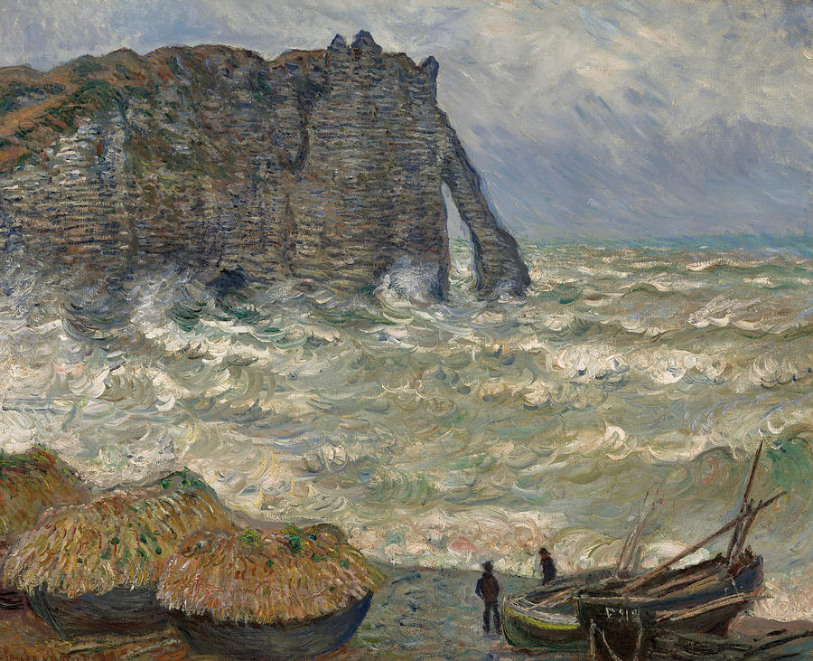Claude Monet Painting - Rough Sea at Etretat #2 by Claude Monet