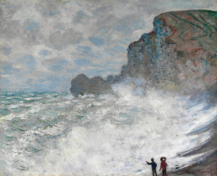Rough weather at Etretat #5 Painting by Claude Monet