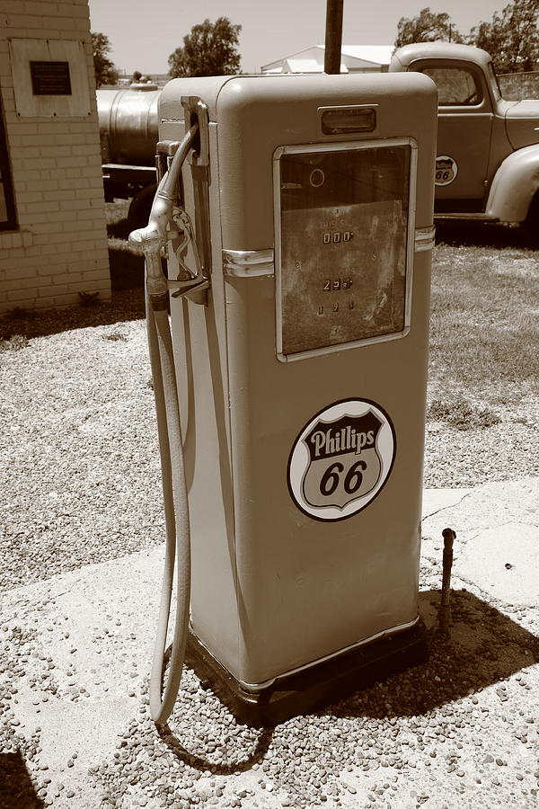 Route 66 Gas Pump 2012 #2 Sepia Photograph by Frank Romeo