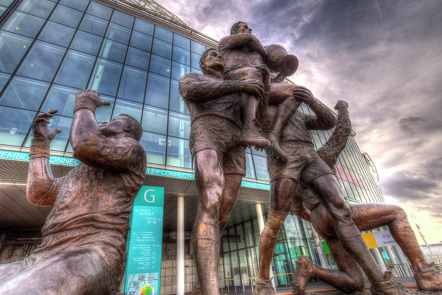 Rugby League Legends statue Wembley stadium #2 Photograph by David Pyatt
