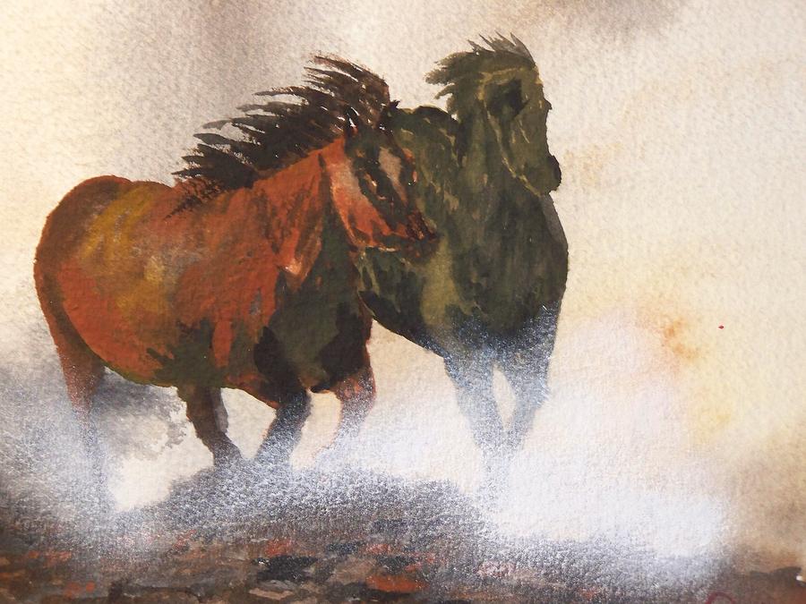 Horse Painting - Running With The Wind #2 by Laurie Kidd