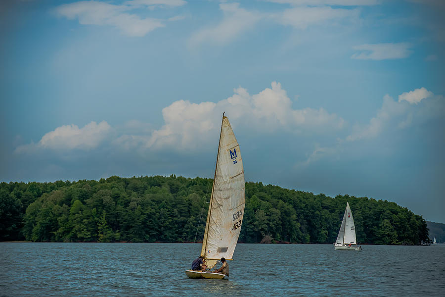 Boat Photograph - Sail Boat On Large Lake #2 by Alex Grichenko