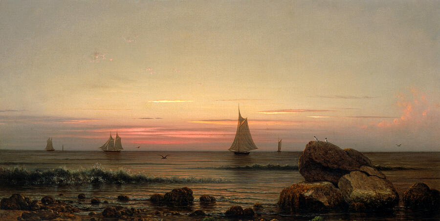 Sailing off the Coast, from 1869 Painting by Martin Johnson Heade Sailing off the Coast, from 1869 Painting by Martin Johnson Heade