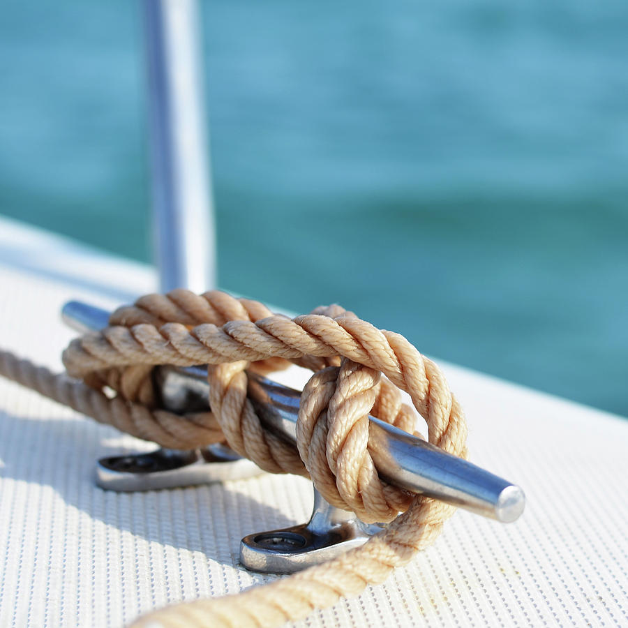 Boat Photograph - Sailors Knot Square #1 by Laura Fasulo