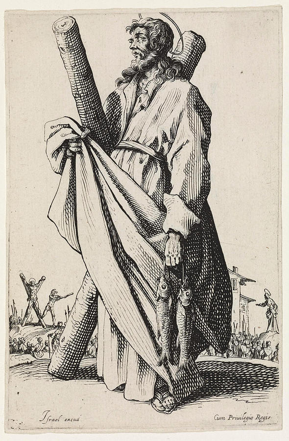 Saint Andrew #3 Drawing by Jacques Callot