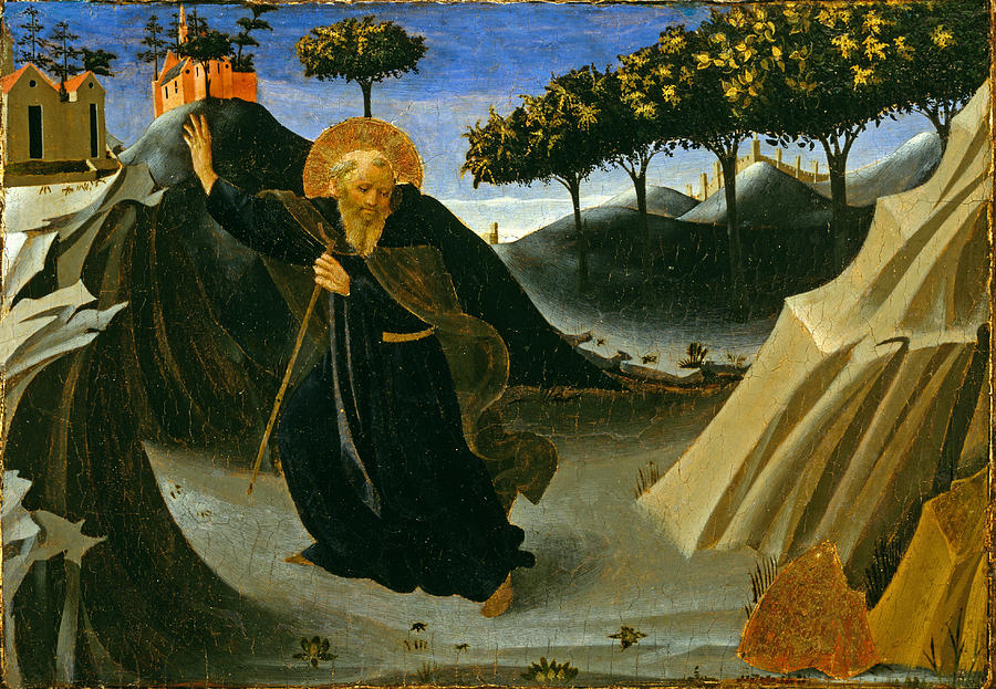 Saint Anthony Abbot Shunning the Mass of Gold #3 Painting by Fra Angelico