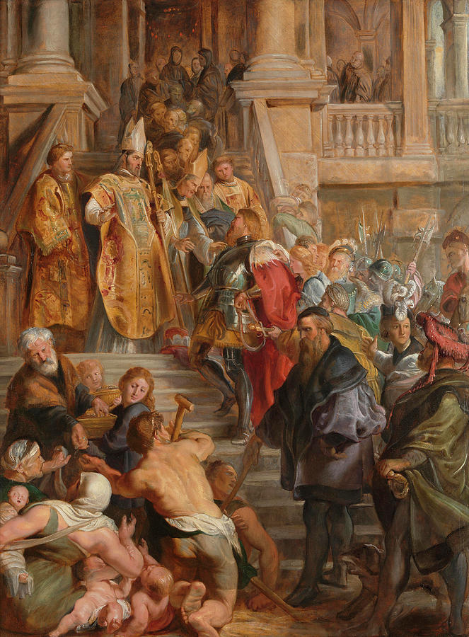 Knight Painting - Saint Bavo is received by Saints Amand and Floribert #2 by Peter Paul Rubens