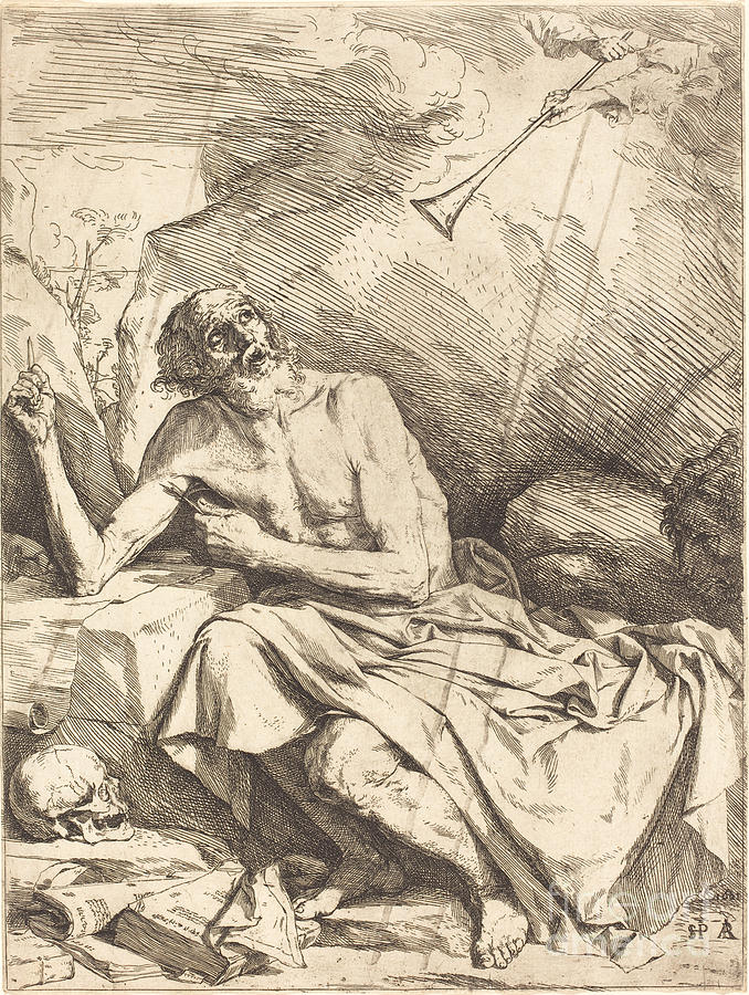 Saint Jerome Hearing The Trumpet Of The Last Judgment #2 Drawing by Jusepe De Ribera