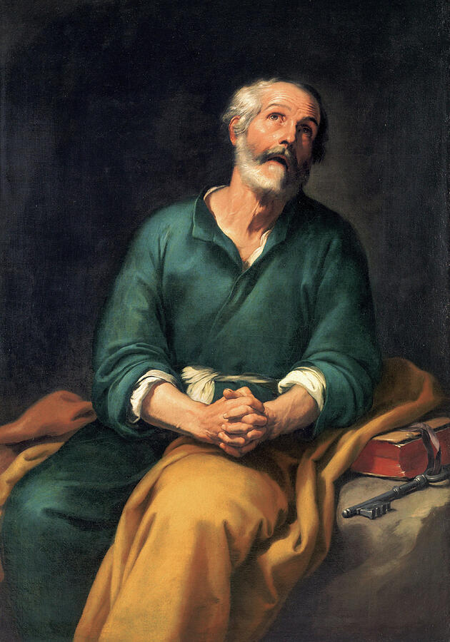 Saint Peter in Tears, from 1650-1655 Painting by Bartolome Esteban Murillo