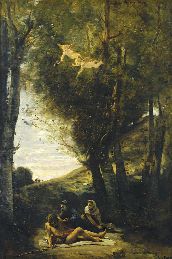 Saint Sebastian Succored By The Holy Women #2 Painting by Jean-Baptiste-Camille Corot