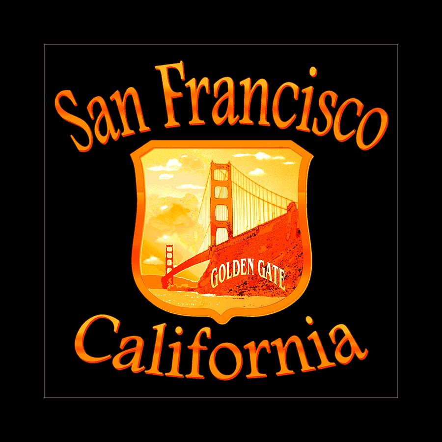 San Francisco California Golden Gate Design #1 Mixed Media by Peter Potter
