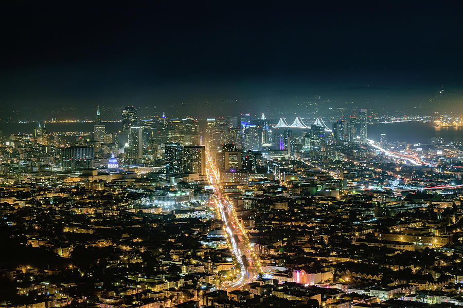 San Francisco Skyline at Night Photograph by Cityscape Photography - Pixels