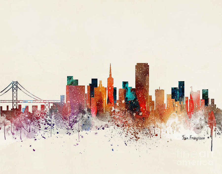 San Francisco Skyline  #2 Painting by Bri Buckley