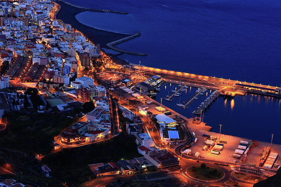 Santa Cruz de la Palma at night 2 Photograph by Heinz Tschanz