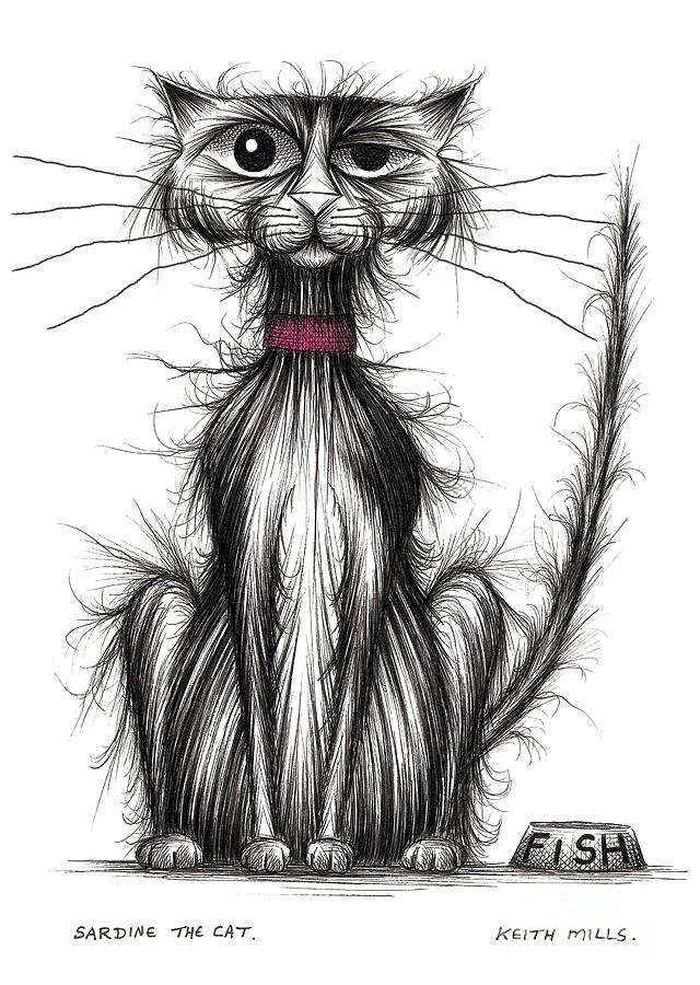 Sardine the cat #3 Drawing by Keith Mills