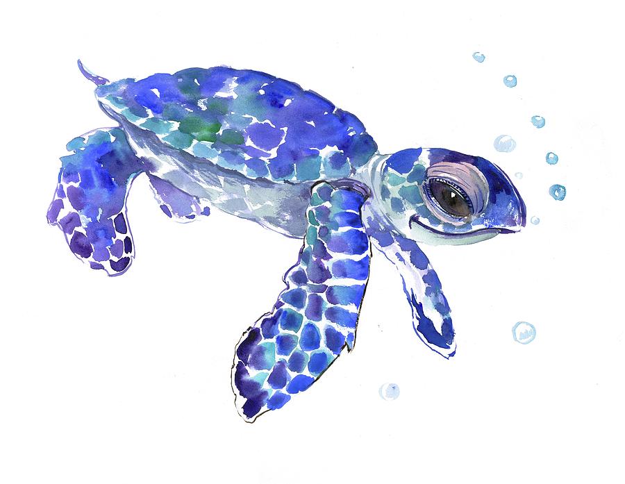 Sea turtle #2 Painting by Suren Nersisyan