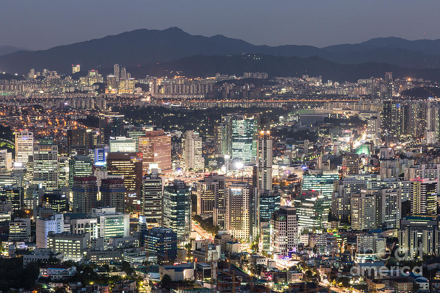 Seoul skyline at night #2 Photograph by Didier Marti