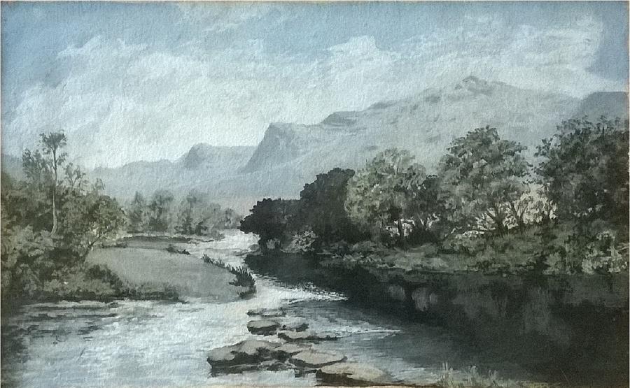 Serenity - Tranquil stream Painting by Ramagopal Gandlur