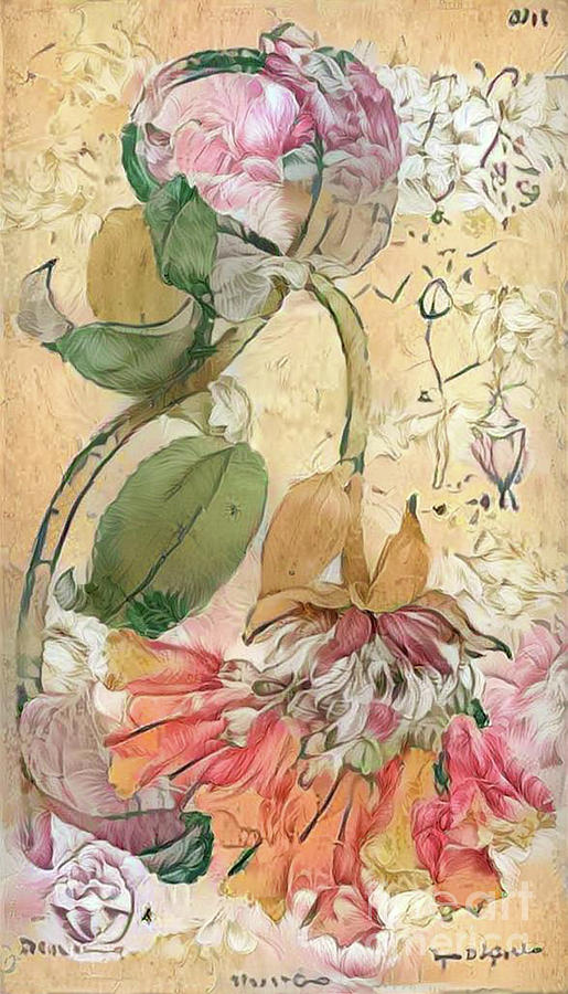Shabby Chic Botanical Flowers #2 Digital Art by Amy Cicconi