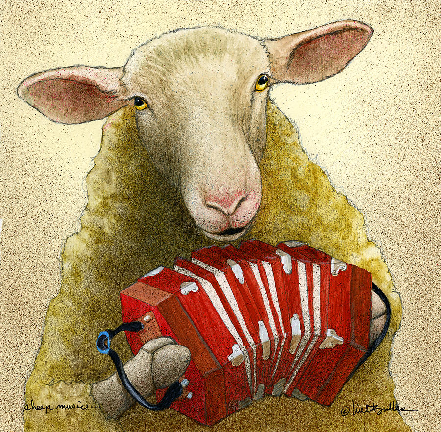 Sheep Music... #2 Painting by Will Bullas