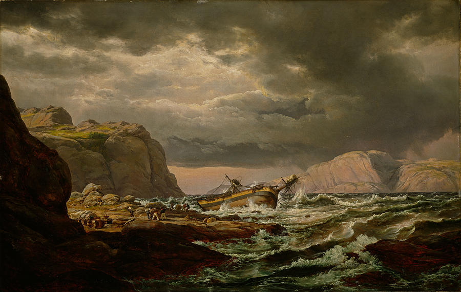 Shipwreck on the Coast of Norway #2 Painting by Celestial Images