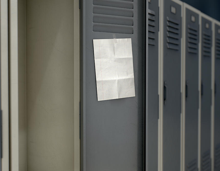 School Locker Digital Art - Shool Locker With Blank Note #2 by Allan Swart