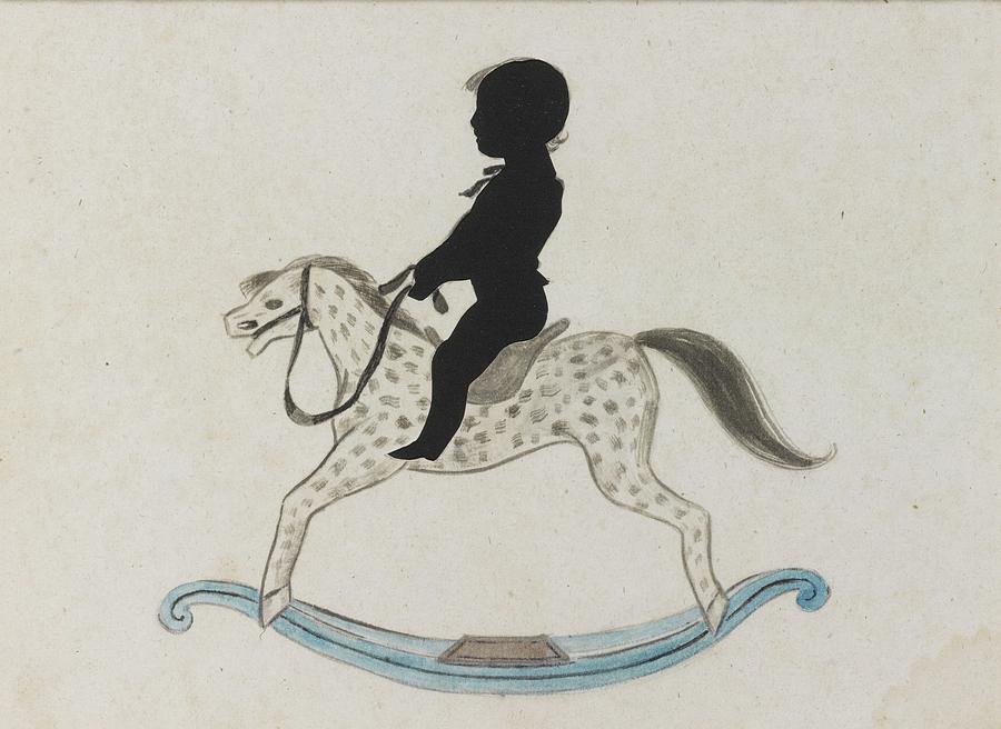 Silhouette Of A Boy On A Rocking Horse Painting