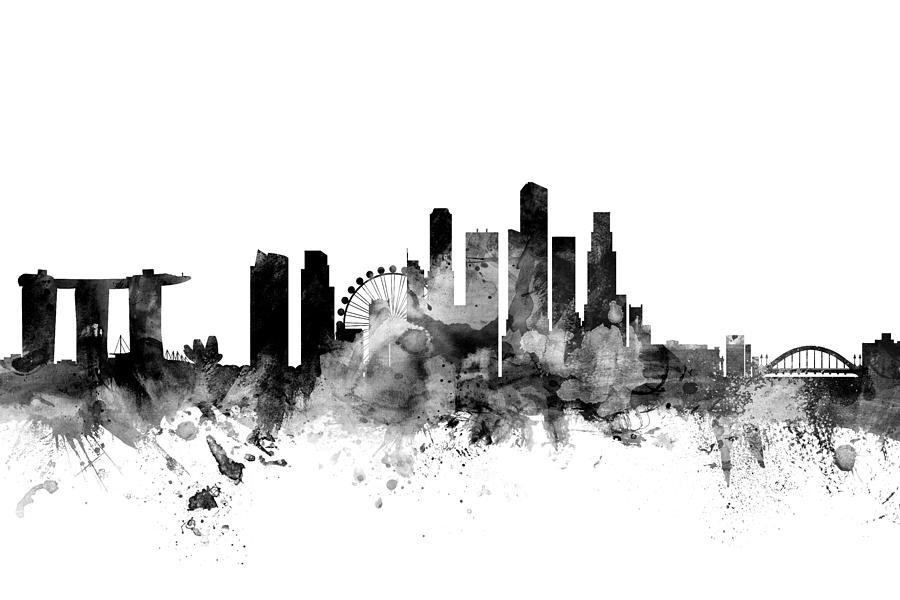 Singapore Skyline #2 Digital Art by Michael Tompsett