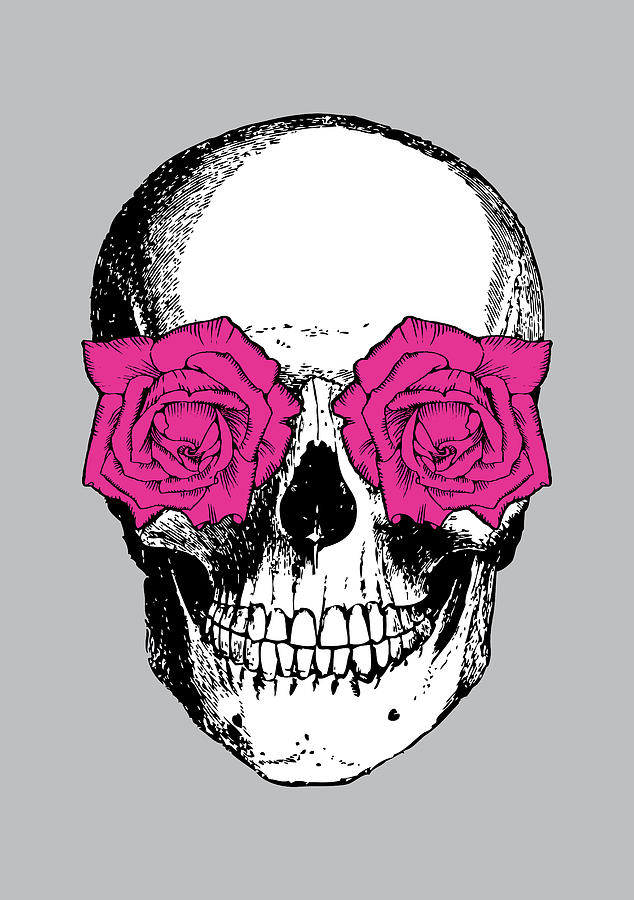Skull Digital Art - Skull and Roses #2 by Eclectic at Heart
