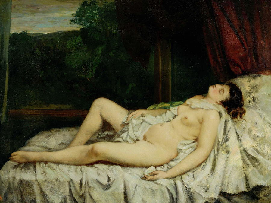 900px x 673px - Sleeping Nude Painting by Gustave Courbet - Pixels