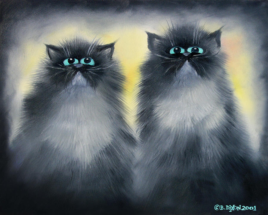 Cat Painting - 2 Smokies by Baron Dixon