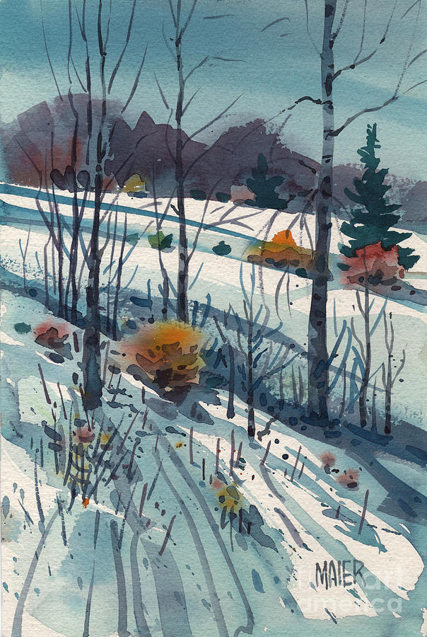 Snowy Hillside #1 Painting by Donald Maier