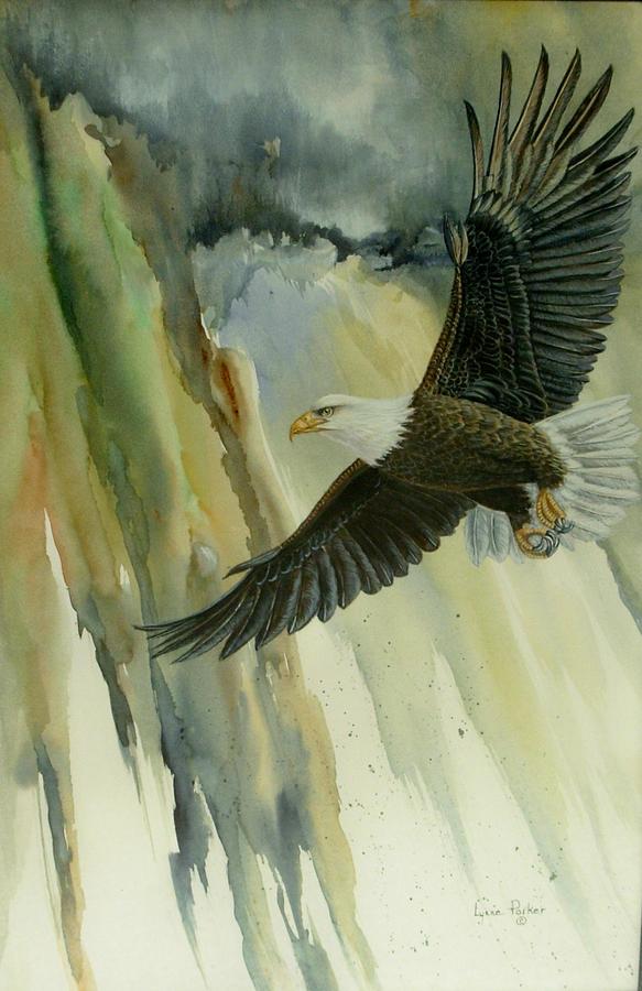 Eagle In Flight Painting - Soaring #2 by Lynne Parker
